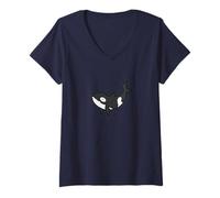 Donna Orca Grande Balena Marine Animal Maglietta con Collo a V