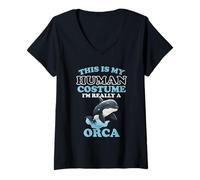 Donna Orca Umorismo Questo è Il Mio Costume Umano Halloween Orca Maglietta con Collo a V