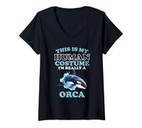 Donna Orca Umorismo Questo è Il Mio Costume Umano Halloween Orca Maglietta con Collo a V
