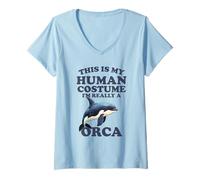 Donna Orca Umorismo Questo è Il Mio Costume Umano Halloween Orca Maglietta con Collo a V