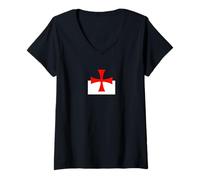 Donna Ordine templare Maglietta con Collo a V