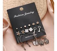 Donna Orecchini D'Argento, 9Pcs/Set Vintage Pearl Dangle Earrings Set per Le Donne Fashion Hoop Crystal Drop Earings Bohemian Stud Orecchini Gioielli Regali per Fidanzata, Moglie, Sorella, Figlia, Ma