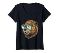 Donna Oregon Beaver con Occhiali da Sole Northwest Maglietta con Collo a V