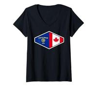 Donna Oregon e Canada Uniti nelle Radici Maglietta con Collo a V