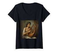 Donna Orfeo Vintage Mitologia Greca Musicista Profeta Poeta Maglietta con Collo a V
