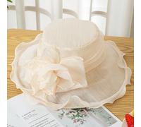 Donna Organza Rete Cappello Largo Falda Sole Protect Pieghevole Cocktail Nozze