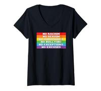 Donna Orgoglio LGBT per l'uguaglianza anti-odio - Gay Ally LGBTQ Pride Month Maglietta con Collo a V