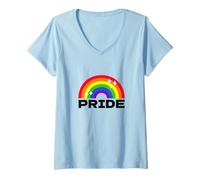 Donna Orgoglio LGBTQ+ con arcobaleno Maglietta con Collo a V