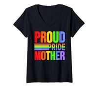 Donna Orgoglio Madre Arcobaleno Gay Lesbiche Bambino Amore & Supporto Maglietta con Collo a V