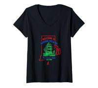 Donna Orgoglio Nautico del Rhode Island con Design Vintage Maglietta con Collo a V