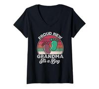 Donna Orgogliosa nuova nonna It's a Boy Mothers To Be Regali 1st Time Maglietta con Collo a V