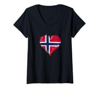 Donna Orgogliosi Norvegesi per Syttende Mai La Bandiera Norvegese Maglietta con Collo a V