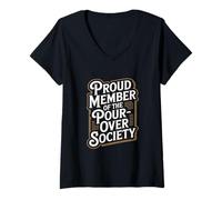 Donna Orgoglioso membro della Pour Over Society Home Coffee Brewing Maglietta con Collo a V