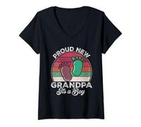 Donna Orgoglioso nuovo nonno It's a Boy Grandpa To Be Gifts 1st Time Maglietta con Collo a V