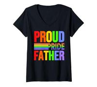 Donna Orgoglioso Orgoglio Padre Arcobaleno Gay Lesbiche Bambino Amore & Supporto Maglietta con Collo a V