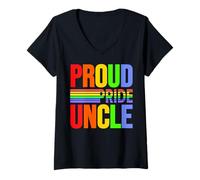 Donna Orgoglioso Orgoglio Zio Arcobaleno Gay Lesbiche Bambino Amore & Supporto Maglietta con Collo a V