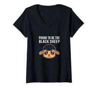 Donna Orgoglioso pecora nera nera pecora nera Maglietta con Collo a V