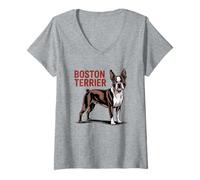 Donna Orgoglioso Proprietario di Un Gentiluomo Americano di Boston Terrier Maglietta con Collo a V