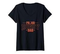 Donna Orgoglioso Rugby Padre Calcio Sport Giocatore Maglietta con Collo a V