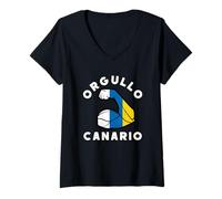 Donna Orgullo Canario Bandera Isole Canarie Isole Canarie Orgoglio Maglietta con Collo a V