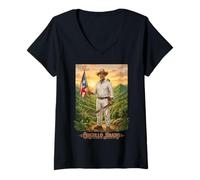 Donna Orgullo Jíbaro Puerto Rico Flag Coqui Heritage Maglietta con Collo a V