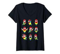 Donna Orientale Rosella Bird Design Cute Animal Lovers Maglietta con Collo a V