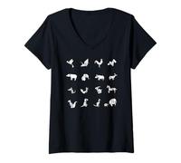 Donna Origami Animals Set di Animali Giapponesi Paper Art Meme Maglietta con Collo a V