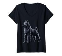 Donna Origami Art Black Russian Terrier Chornyi Terrier Maglietta con Collo a V