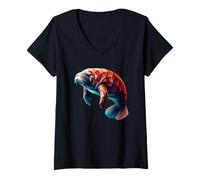 Donna Origami Art Lamantino Lamantini Mucca di Mare Maglietta con Collo a V