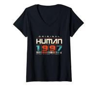Donna Original Human 1997 Vintage Retro Nostalgico 90 Celebrazione Maglietta con Collo a V