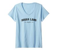 Donna Original Sugar Land Texas Retro Hometown Nome Sugar Land Maglietta con Collo a V