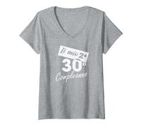 Donna Originale Idea Regalo 60 Anni 1960 60 Compleanno Donna Uomo Maglietta con Collo a V, Grigio Melange, S