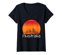Donna Orizzonte di Tramonto di Viaggio dell'Australia Maglietta con Collo a V