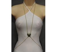 Donna Oro Antico Metallo Corpo Catene Collana Lunga Gioielli Bardatura Angel Ali