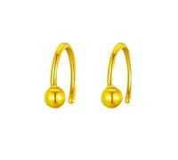 Donna Oro bianco 24 carati Orecchini a forma di C con pallina, Stile 2