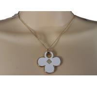 Donna Oro Collana Metallo Catena Fortuna Fiore Ciondolo Moda Gioielli Bianco