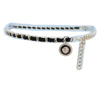 Donna Oro Metallo Catena Nero Stretto Cinturino Cintura Medaglione Leone Fascino