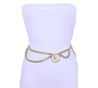 Donna Oro Metallo Catena Onda Giorno Notte Divertente Cintura Medaglione Moneta