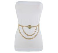 Donna Oro Metallo Catena Onda Moda Skinny Cintura Hip Vita Alta Moneta Charm M L