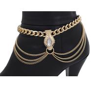 Donna Oro Metallo Catena Stivale Bracciale Cavigliera Scarpe Snake Bling Fascino