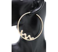 Donna Oro Metallo Gancio Moda Gioielli Grande Orecchini a Cerchio Set Serpente