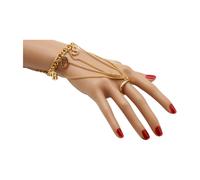 Donna Oro Metallo Mano Catena Boss Fashion Braccialetto Anello Stupefacente Vibe