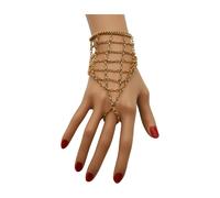 Donna Oro Metallo Mano Catena Bracciale Ragnatela Net Anello Hip Hop Strada Wear