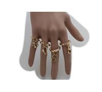 Donna Oro Metallo Urban Moda Gioielli Set 4 Anelli Boss Word Bling Bande Hip Hop