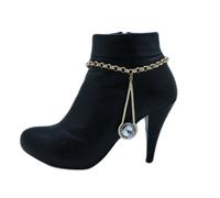 Donna Oro Metallo Western Stivale Catenina Cavigliera Scarpe Goccia Charm Regalo