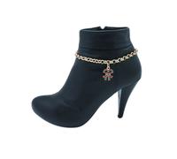 Donna Oro Stivale Catenina Natale Scarpe Caramelle Bastone Pendente Vacanza