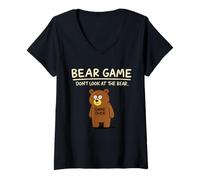 Donna Orso Gioco Non Guardare L'Orso Divertente Orso Maglietta con Collo a V