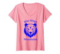 Donna Orso Nero Blue Ridge Mountains Maglietta con Collo a V