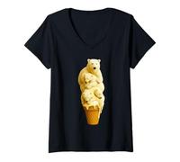 Donna Orso polare gelato carino amante degli animali vibrazioni estive Maglietta con Collo a V