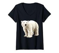 Donna Orso Polare Maglietta con Collo a V